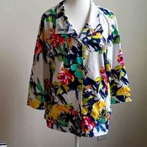 Onque Casual XL cotton shirt, 2 faux button, 2 slit side pockets, Vintage, EUC